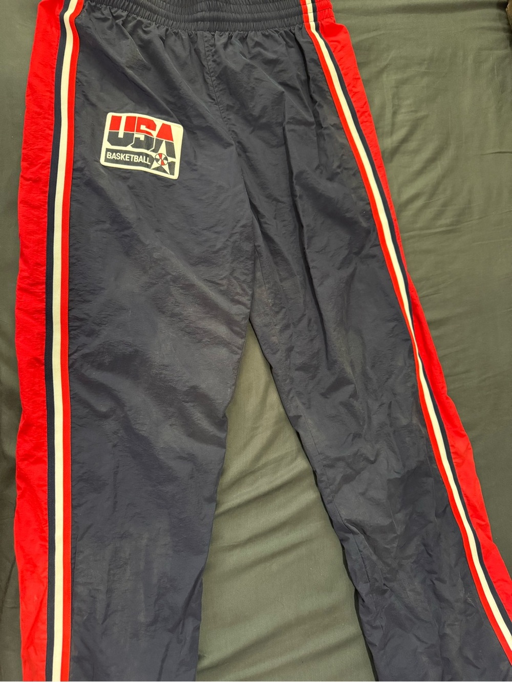 Mitchell & Ness Dream team Navy Track Pants with Red & White Striping
